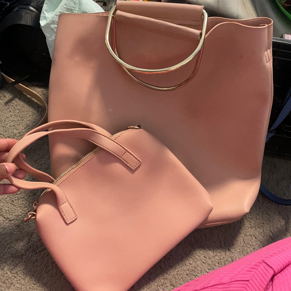 Light pink bag with mini handbag